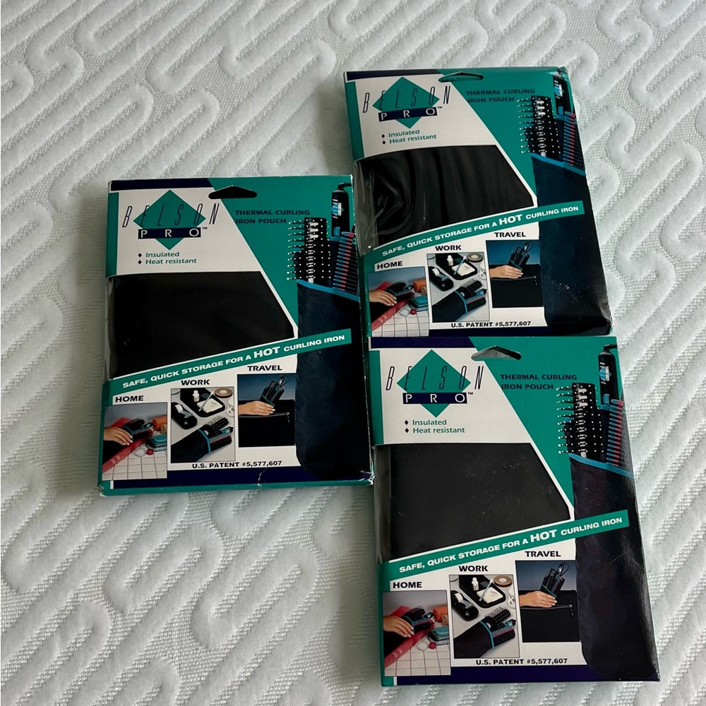 NIB Bundle of 3-Belson Pro Insulated Heat Resistant thermal curling iron pouch